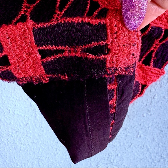 W Worth Black Red Midi Straight Skirt Size 4 Woven Striped Lined Pencil Retro - Picture 14 of 15